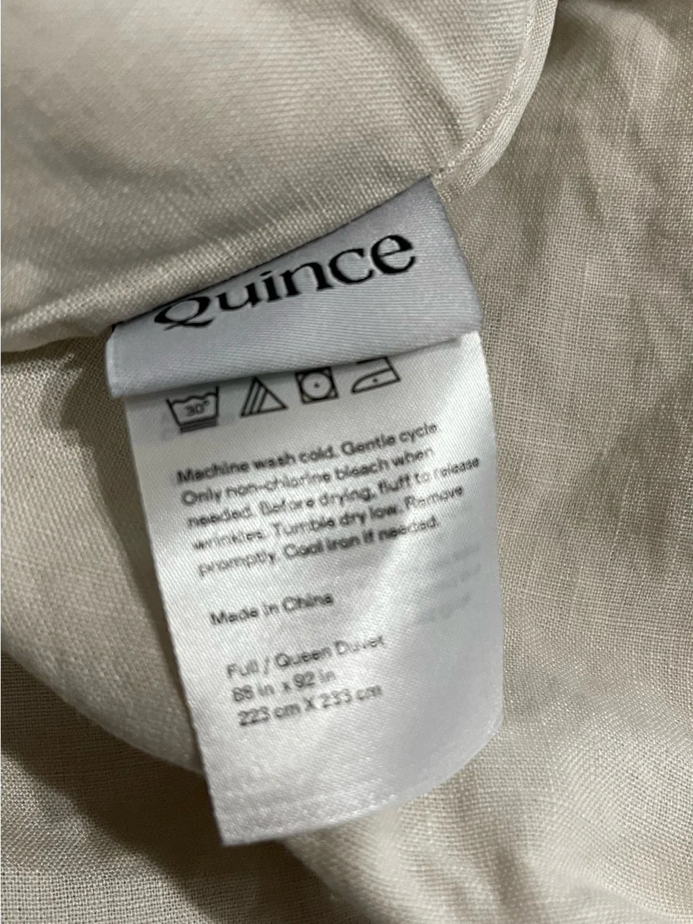 NEW Quince European Linen Double Flange Duvet Cover, Full/Queen (Sand)